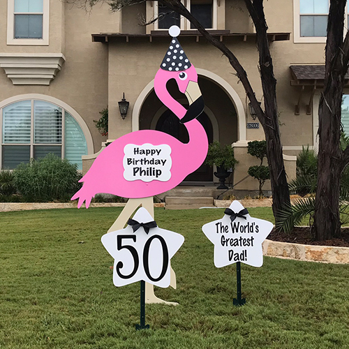 Flamingo Birthday Yard Sign - 50 milestone birthday , Metro Baton Rouge 